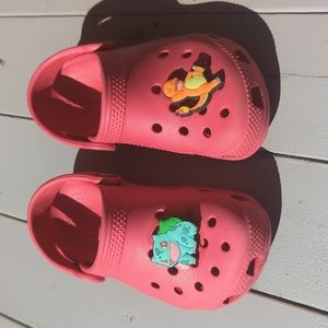 Toddler Crocs shoes 9 c.  Red.  Pokemon jibbitz